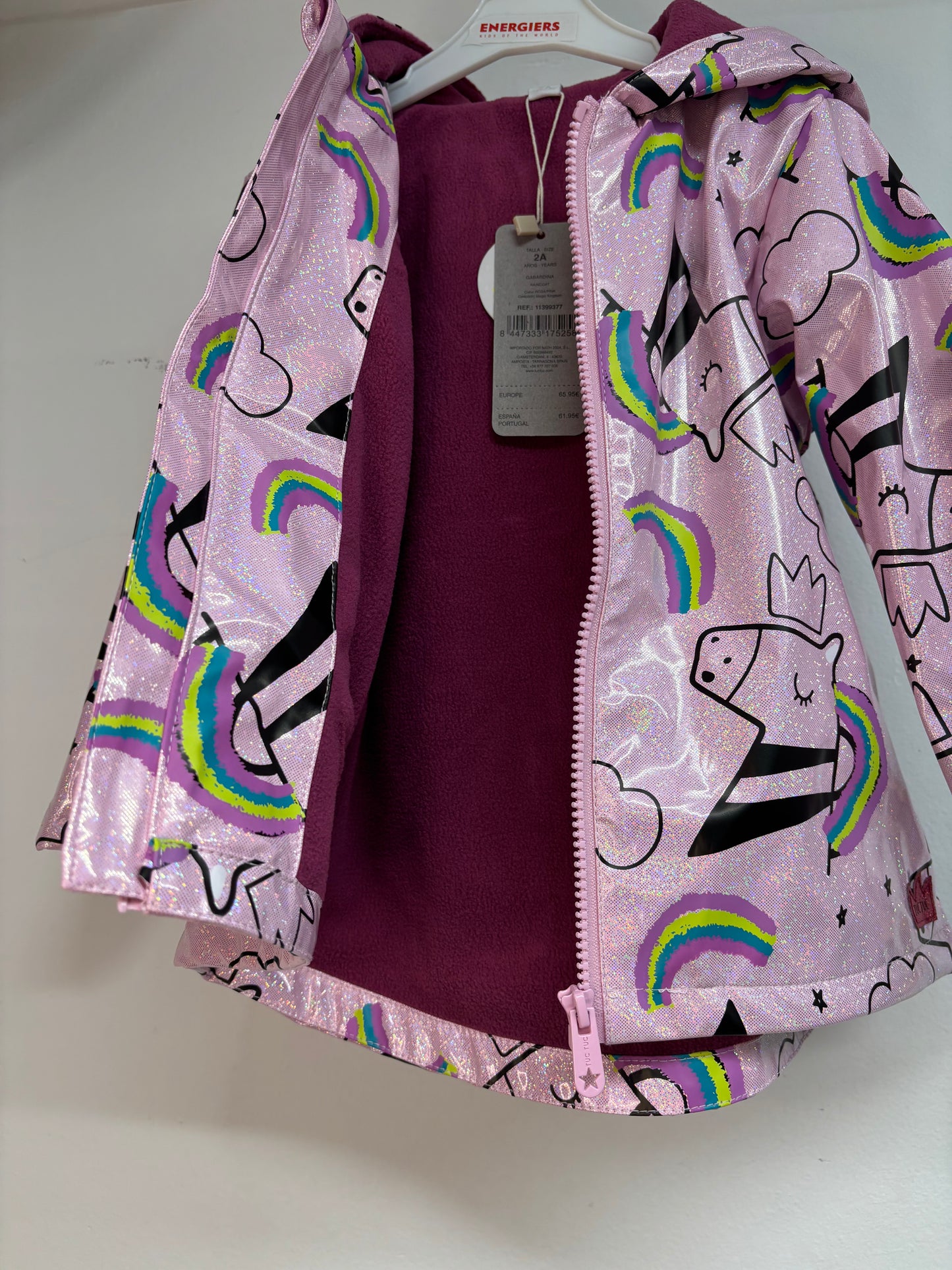 Impermeabile Unicorno Arcobaleno Imbottito